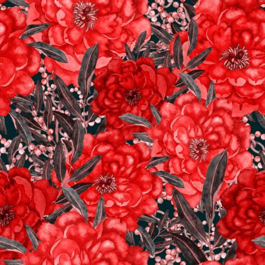 Çiçekler, yapraklar ve zincirlerle suluboya desenli, her amaçla yapılmış harika bir tasarım. Zarif çiçek desenli. Klasik yaz ya da bahar yüzey tasarımı. Moda tekstil dekorasyonu.