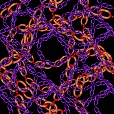 Zincirli suluboya desen. Elle çizilmiş metal mücevherli zarif moda baskısı. Klasik lüks yüzey tasarımı. Herhangi bir tasarım için suluboya süsleme.