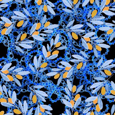 Çiçekler, yapraklar ve zincirlerle suluboya desenli, her amaçla yapılmış harika bir tasarım. Zarif çiçek desenli. Klasik yaz ya da bahar yüzey tasarımı. Moda tekstil dekorasyonu.