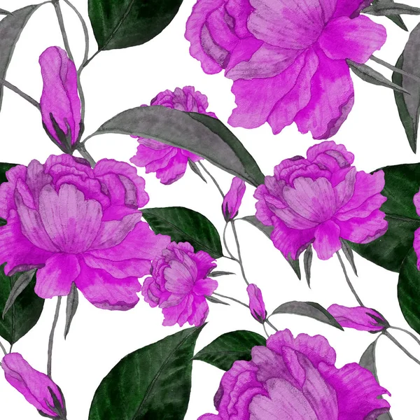 Retro Aquarell Nahtlose Muster Mit Blumen Und Blättern Tolles Design — Stockfoto