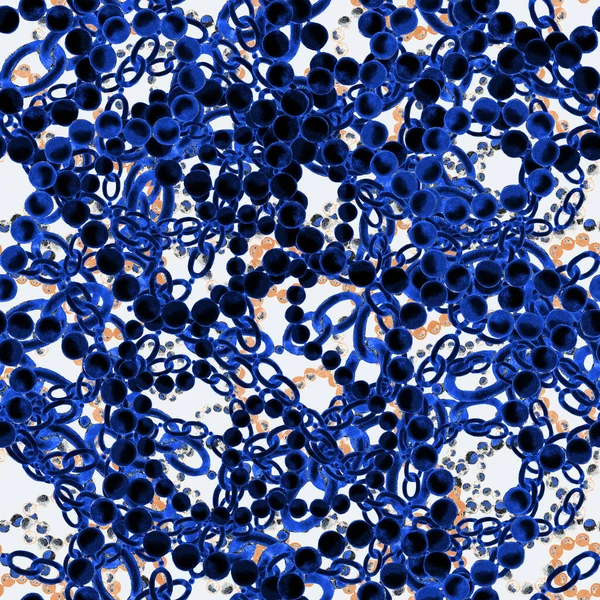 Aquarell Nahtloses Muster Mit Ketten Eleganter Modedruck Mit Handgezeichnetem Metallschmuck — Stockfoto