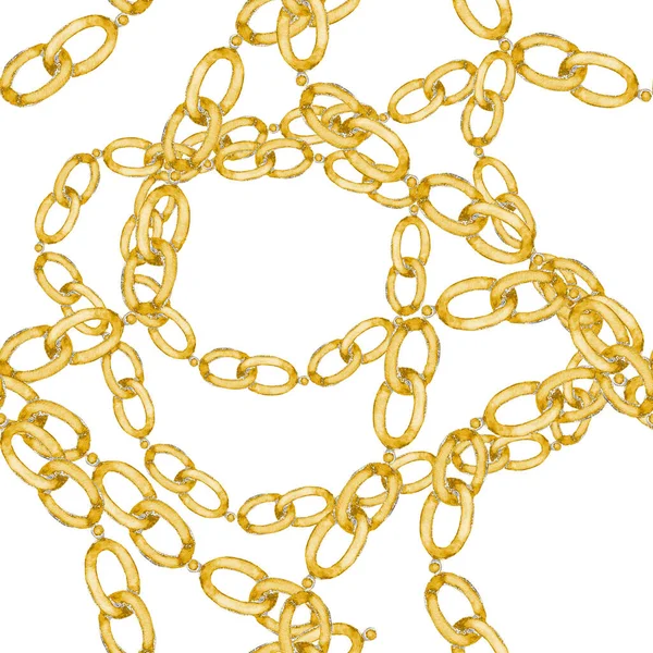 Υδατογραφία Αδιάλειπτη Μοτίβο Αλυσίδες Κομψό Σχέδιο Μόδας Χειροποίητα Μεταλλικά Κοσμήματα — Φωτογραφία Αρχείου