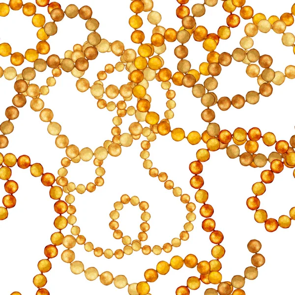 Zincirli suluboya desen. Elle çizilmiş metal mücevherli zarif moda baskısı. Klasik lüks yüzey tasarımı. Herhangi bir tasarım için suluboya süsleme.