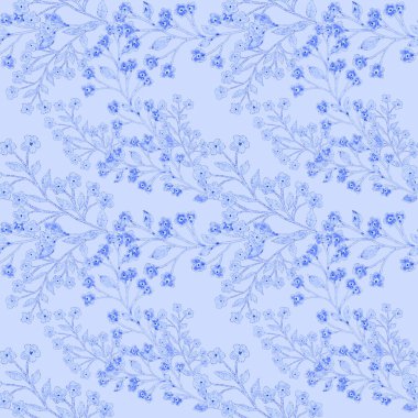 Çiçek ve yapraklı dikişsiz suluboya desen, her amaçla harika tasarım. Zarif çiçek desenli. Klasik yaz ya da bahar yüzey tasarımı. Moda tekstil dekorasyonu.