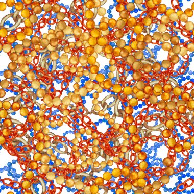 Zincirli suluboya desen. Elle çizilmiş metal mücevherli zarif moda baskısı. Klasik lüks yüzey tasarımı. Herhangi bir tasarım için suluboya süsleme.