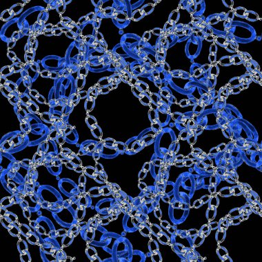 Zincirli suluboya desen. Elle çizilmiş metal mücevherli zarif moda baskısı. Klasik lüks yüzey tasarımı. Herhangi bir tasarım için suluboya süsleme.
