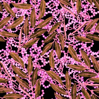 Çiçekler, yapraklar ve zincirlerle suluboya desenli, her amaçla yapılmış harika bir tasarım. Zarif çiçek desenli. Klasik yaz ya da bahar yüzey tasarımı. Moda tekstil dekorasyonu.