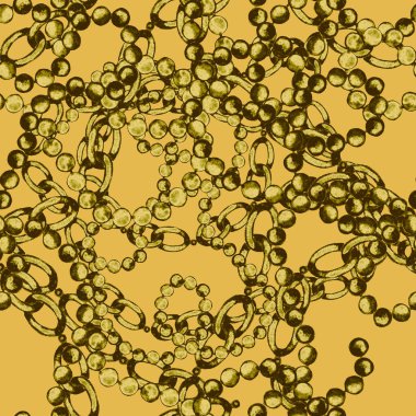 Zincirli suluboya desen. Elle çizilmiş metal mücevherli zarif moda baskısı. Klasik lüks yüzey tasarımı. Herhangi bir tasarım için suluboya süsleme.