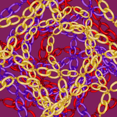 Zincirli suluboya desen. Elle çizilmiş metal mücevherli zarif moda baskısı. Klasik lüks yüzey tasarımı. Herhangi bir tasarım için suluboya süsleme.