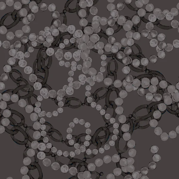 Aquarell Nahtloses Muster Mit Ketten Eleganter Modedruck Mit Handgezeichnetem Metallschmuck — Stockfoto