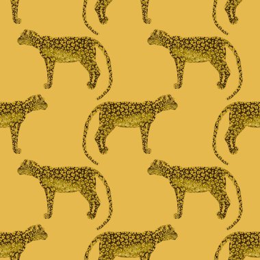 Leopar desenli sulu boya. Hayvani bir doku. Moda tarzı, kusursuz desen. Leopar arkaplanı