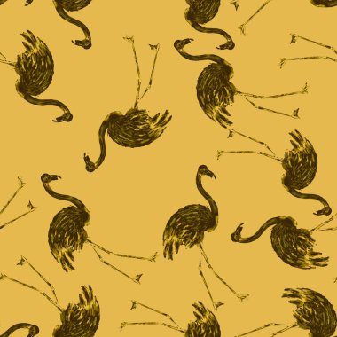 Dekorasyon tasarımı için flamingo ile harika bir suluboya deseni. Suluboya hayvani bir geçmişi var. Suluboya çizimi. Tropik illüstrasyon. Vahşi yaşamın kusursuz bir düzeni var.