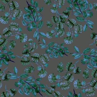 Modern tarzda palmiyeleri olan dikişsiz suluboya desen. Suluboya botanik tasarımı. Tropik renk baskısı. Egzotik tropik palmiye ağacı. Egzotik orman duvar kağıdı. Her amaç için harika bir tasarım.