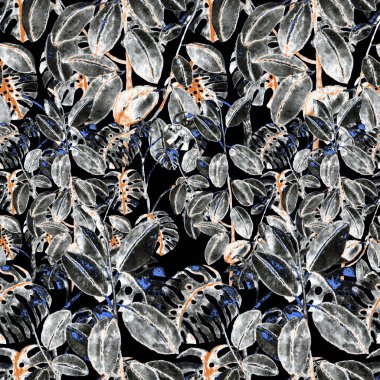 Modern tarzda palmiyeleri olan dikişsiz suluboya desen. Suluboya botanik tasarımı. Tropik renk baskısı. Egzotik tropik palmiye ağacı. Egzotik orman duvar kağıdı. Her amaç için harika bir tasarım.