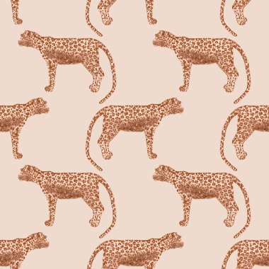 Leopar desenli sulu boya. Hayvani bir doku. Moda tarzı, kusursuz desen. Leopar arkaplanı