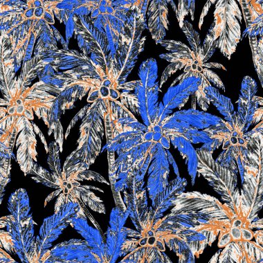 Modern tarzda palmiyeleri olan dikişsiz suluboya desen. Suluboya botanik tasarımı. Tropik renk baskısı. Egzotik tropik palmiye ağacı. Egzotik orman duvar kağıdı. Her amaç için harika bir tasarım.