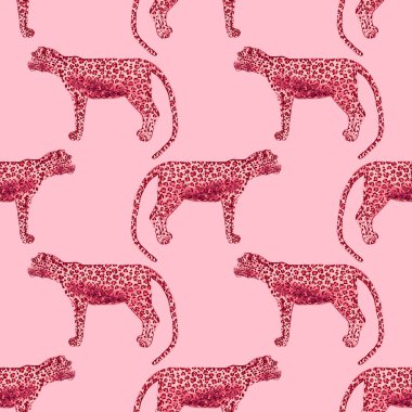 Leopar desenli sulu boya. Hayvani bir doku. Moda tarzı, kusursuz desen. Leopar arkaplanı