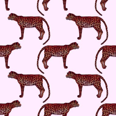 Leopar desenli sulu boya. Hayvani bir doku. Moda tarzı, kusursuz desen. Leopar arkaplanı