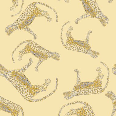 Leopar desenli sulu boya. Hayvani bir doku. Moda tarzı, kusursuz desen. Leopar arkaplanı