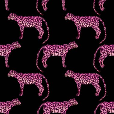Leopar desenli sulu boya. Hayvani bir doku. Moda tarzı, kusursuz desen. Leopar arkaplanı