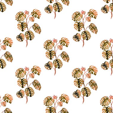 Modern tarzda palmiyeleri olan dikişsiz suluboya desen. Suluboya botanik tasarımı. Tropik renk baskısı. Egzotik tropik palmiye ağacı. Egzotik orman duvar kağıdı. Her amaç için harika bir tasarım.