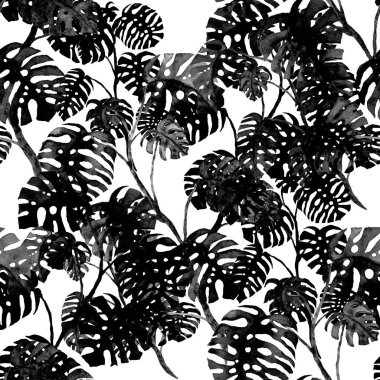 Modern tarzda palmiyeleri olan dikişsiz suluboya desen. Suluboya botanik tasarımı. Tropik renk baskısı. Egzotik tropik palmiye ağacı. Egzotik orman duvar kağıdı. Her amaç için harika bir tasarım.