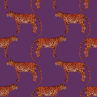 Leopar desenli sulu boya. Hayvani bir doku. Moda tarzı, kusursuz desen. Leopar arkaplanı