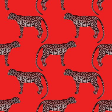 Leopar desenli sulu boya. Hayvani bir doku. Moda tarzı, kusursuz desen. Leopar arkaplanı