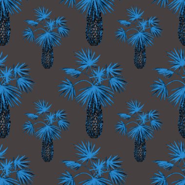 Modern tarzda palmiyeleri olan dikişsiz suluboya desen. Suluboya botanik tasarımı. Tropik renk baskısı. Egzotik tropik palmiye ağacı. Egzotik orman duvar kağıdı. Her amaç için harika bir tasarım.