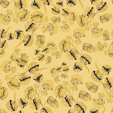 Modern tarzda palmiyeleri olan dikişsiz suluboya desen. Suluboya botanik tasarımı. Tropik renk baskısı. Egzotik tropik palmiye ağacı. Egzotik orman duvar kağıdı. Her amaç için harika bir tasarım.