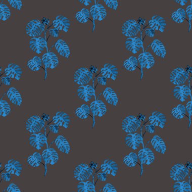 Modern tarzda palmiyeleri olan dikişsiz suluboya desen. Suluboya botanik tasarımı. Tropik renk baskısı. Egzotik tropik palmiye ağacı. Egzotik orman duvar kağıdı. Her amaç için harika bir tasarım.