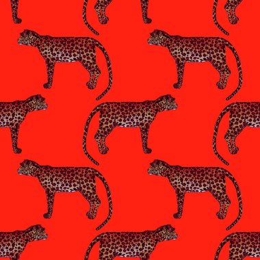 Leopar desenli sulu boya. Hayvani bir doku. Moda tarzı, kusursuz desen. Leopar arkaplanı