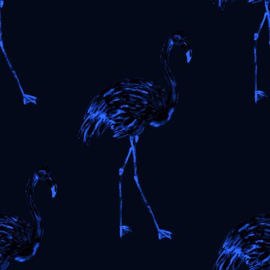 Dekorasyon tasarımı için flamingo ile harika bir suluboya deseni. Suluboya hayvani bir geçmişi var. Suluboya çizimi. Tropik illüstrasyon. Vahşi yaşamın kusursuz bir düzeni var.