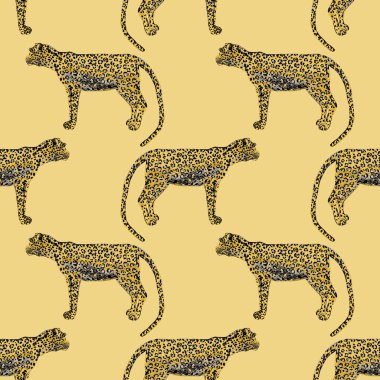 Leopar desenli sulu boya. Hayvani bir doku. Moda tarzı, kusursuz desen. Leopar arkaplanı