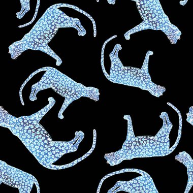 Leopar desenli sulu boya. Hayvani bir doku. Moda tarzı, kusursuz desen. Leopar arkaplanı