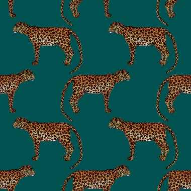 Leopar desenli sulu boya. Hayvani bir doku. Moda tarzı, kusursuz desen. Leopar arkaplanı