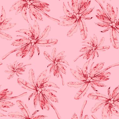 Modern tarzda palmiyeleri olan dikişsiz suluboya desen. Suluboya botanik tasarımı. Tropik renk baskısı. Egzotik tropik palmiye ağacı. Egzotik orman duvar kağıdı. Her amaç için harika bir tasarım.