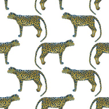 Leopar desenli sulu boya. Hayvani bir doku. Moda tarzı, kusursuz desen. Leopar arkaplanı