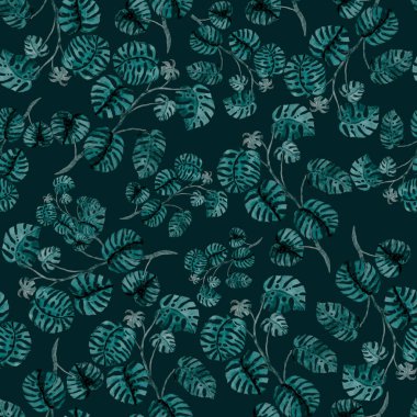 Modern tarzda palmiyeleri olan dikişsiz suluboya desen. Suluboya botanik tasarımı. Tropik renk baskısı. Egzotik tropik palmiye ağacı. Egzotik orman duvar kağıdı. Her amaç için harika bir tasarım.