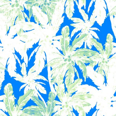 Modern tarzda palmiyeleri olan dikişsiz suluboya desen. Suluboya botanik tasarımı. Tropik renk baskısı. Egzotik tropik palmiye ağacı. Egzotik orman duvar kağıdı. Her amaç için harika bir tasarım.