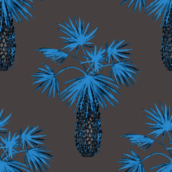 Акварель Бесшовный Узор Пальмами Современном Стиле Акварель Ботанический Дизайн Тропическая — стоковое фото
