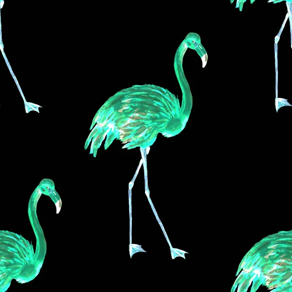 Dekorasyon Tasarımı Için Flamingo Ile Harika Bir Suluboya Deseni Suluboya — Stok fotoğraf