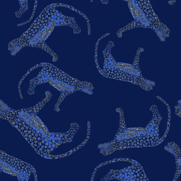 수채화 물감없는 무늬와 애니메이션적 스타일은 무미건조 패턴이다 표범의 — 스톡 사진