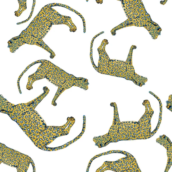 수채화 물감없는 무늬와 애니메이션적 스타일은 무미건조 패턴이다 표범의 — 스톡 사진