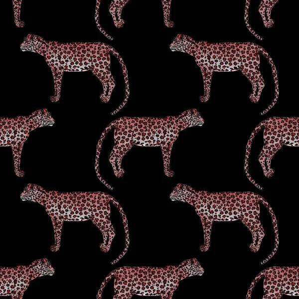Aquarel Naadloos Patroon Met Luipaard Animalistische Textuur Fashion Stijl Naadloos — Stockfoto