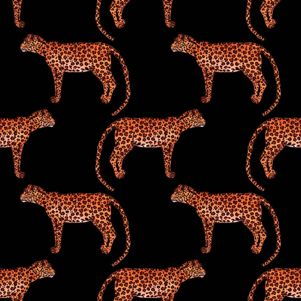 Watercolor Seamless Pattern Leopard Animalistic Texture Fashion Style Seamless Pattern — Stock Photo, Image