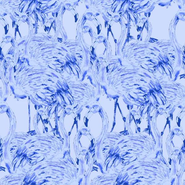 装飾デザインのためのフラミンゴと美しい水彩パターン 水彩アニマリズム的な背景 水彩イラスト 熱帯イラスト 野生生物のシームレスパターン — ストック写真