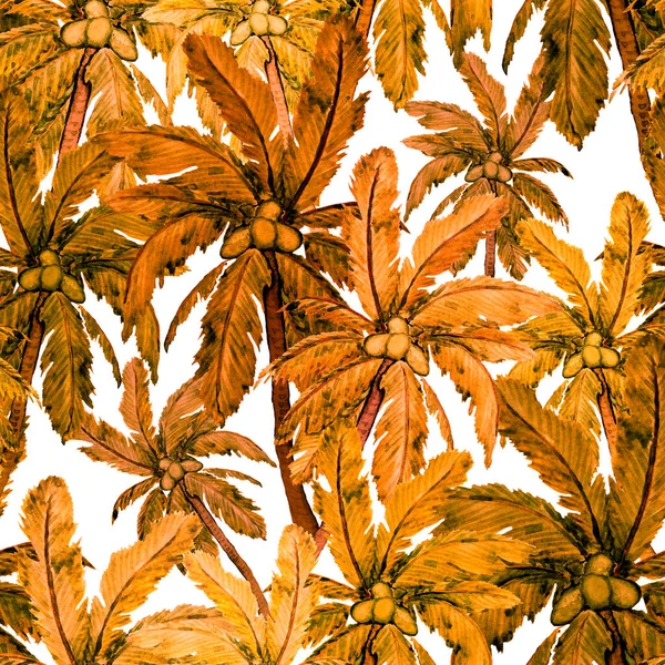 Akvarel Bezešvný Vzor Dlaněmi Moderním Stylu Botanický Design Akvarelu Tropický — Stock fotografie