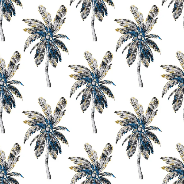 Aquarell Nahtloses Muster Mit Palmen Modernen Stil Aquarell Botanische Gestaltung — Stockfoto