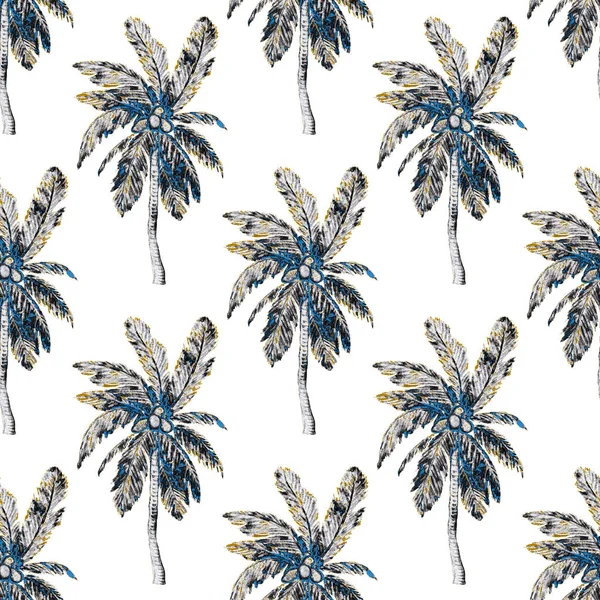 Watercolor Seamless Pattern Palms Modern Style Watercolor Botanical Design Tropical — Stock Photo, Image